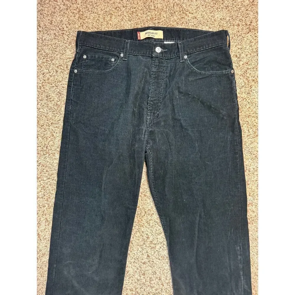 LEVI'S 505 Regular Fit Black Corduroy Men's Jeans/Pants size 36 X 32